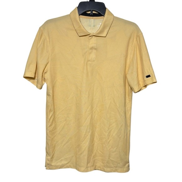 Nike Tiger Woods Collection Textured Yellow Golf Polo Size Small Standard Fit - Picture 1 of 5
